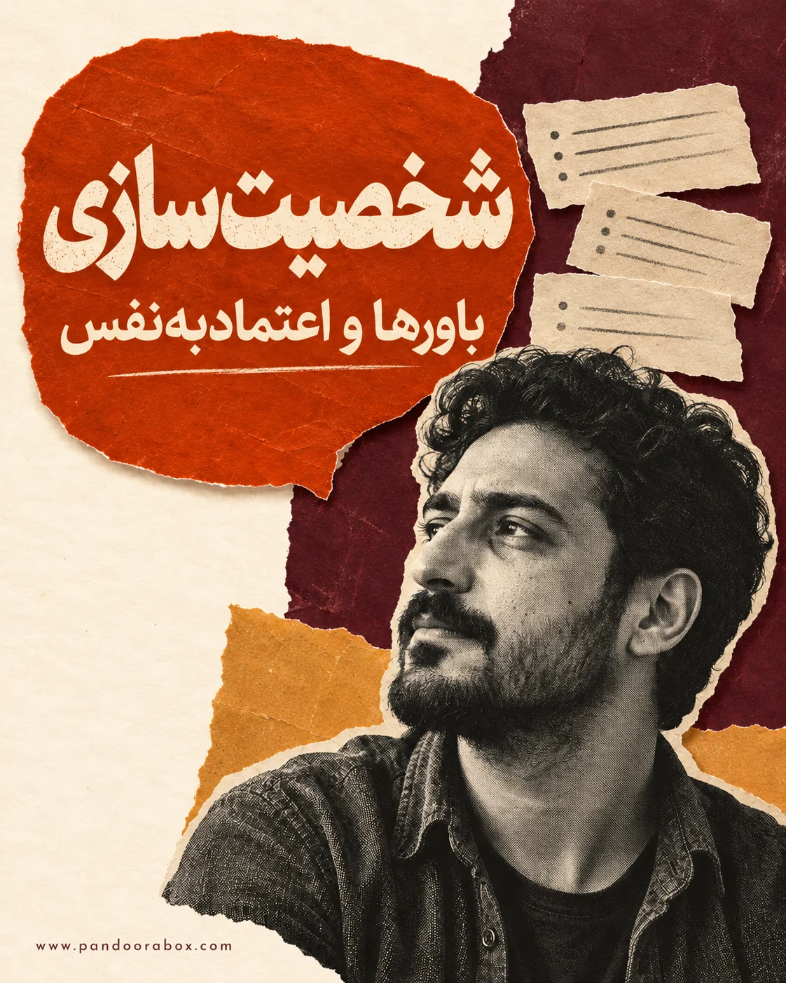 کلاژ شخصیتسازی با عنوان باورها و اعتمادبهنفس، مرتبط با بخش اول دوره بیس