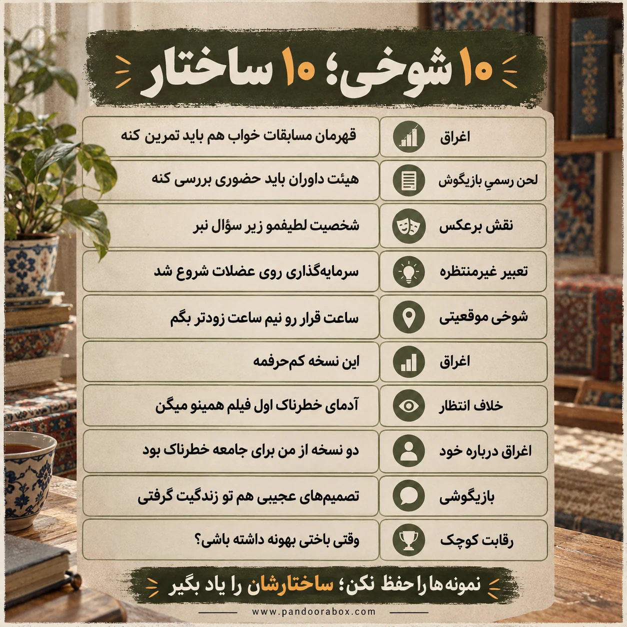 ۱۰ نمونه شوخی و تکنیک استفادهشده در هرکدام